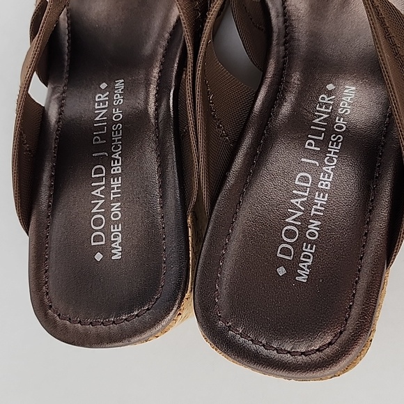 Donald J Pliner Clare Wedge Sandal Cork Fuax Snakeskin Fabric Straps Size 9M - Picture 10 of 16